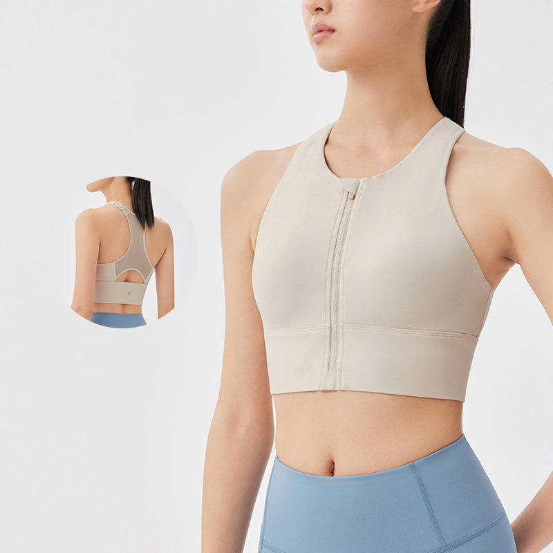 Front-zip Shockproof Sports Bra &amp; Side Support