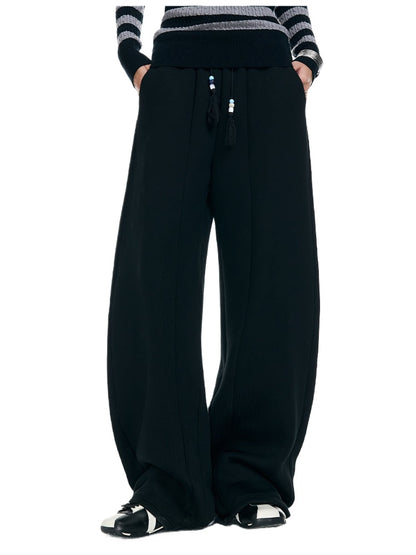 Fleece-Lined Scimitar Wide-Leg Sweatpants