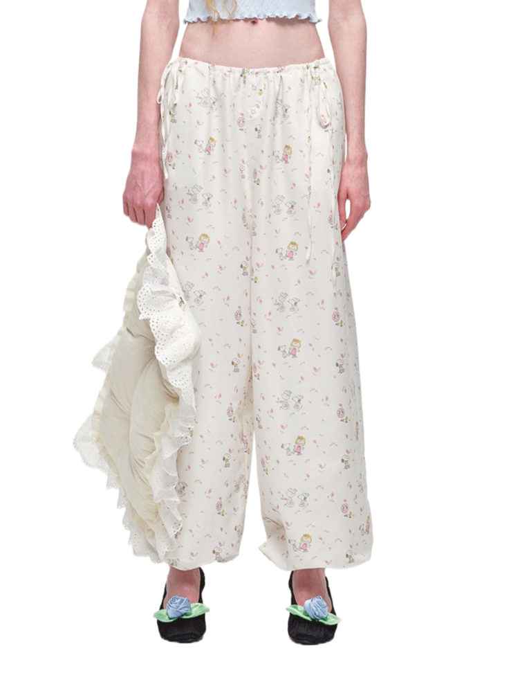Snoopy Floral Balloon Wide-Leg Pants 1Jinn Studio