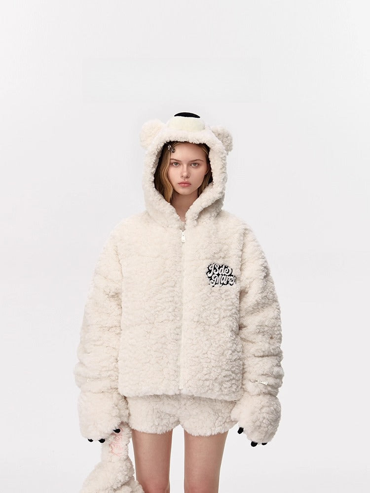 Convertible Plush Teddy Down Jacket