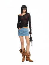 Denim Mid-rise Straight Pencil Skirt - CHINASQUAD