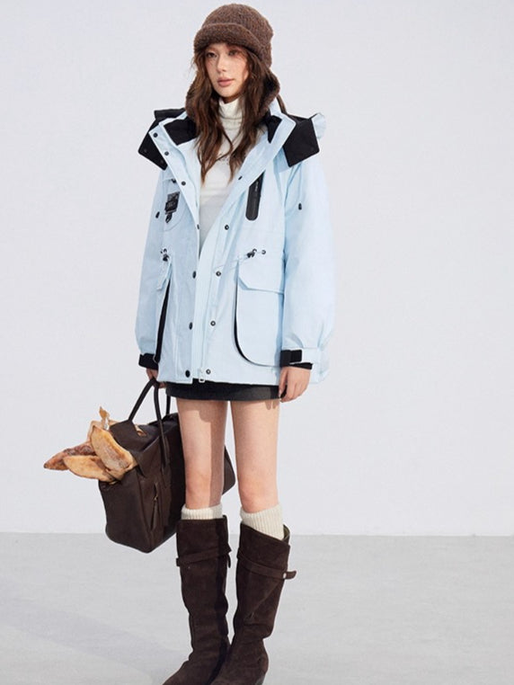 Colorblock Down Parka Jacket