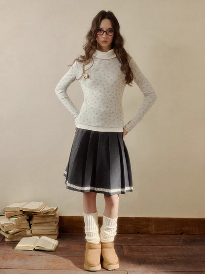 Knit Polo-Collar Long Sleeve T-Shirt