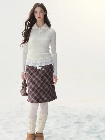 Faux Layered Knit Long Sleeve T-Shirt