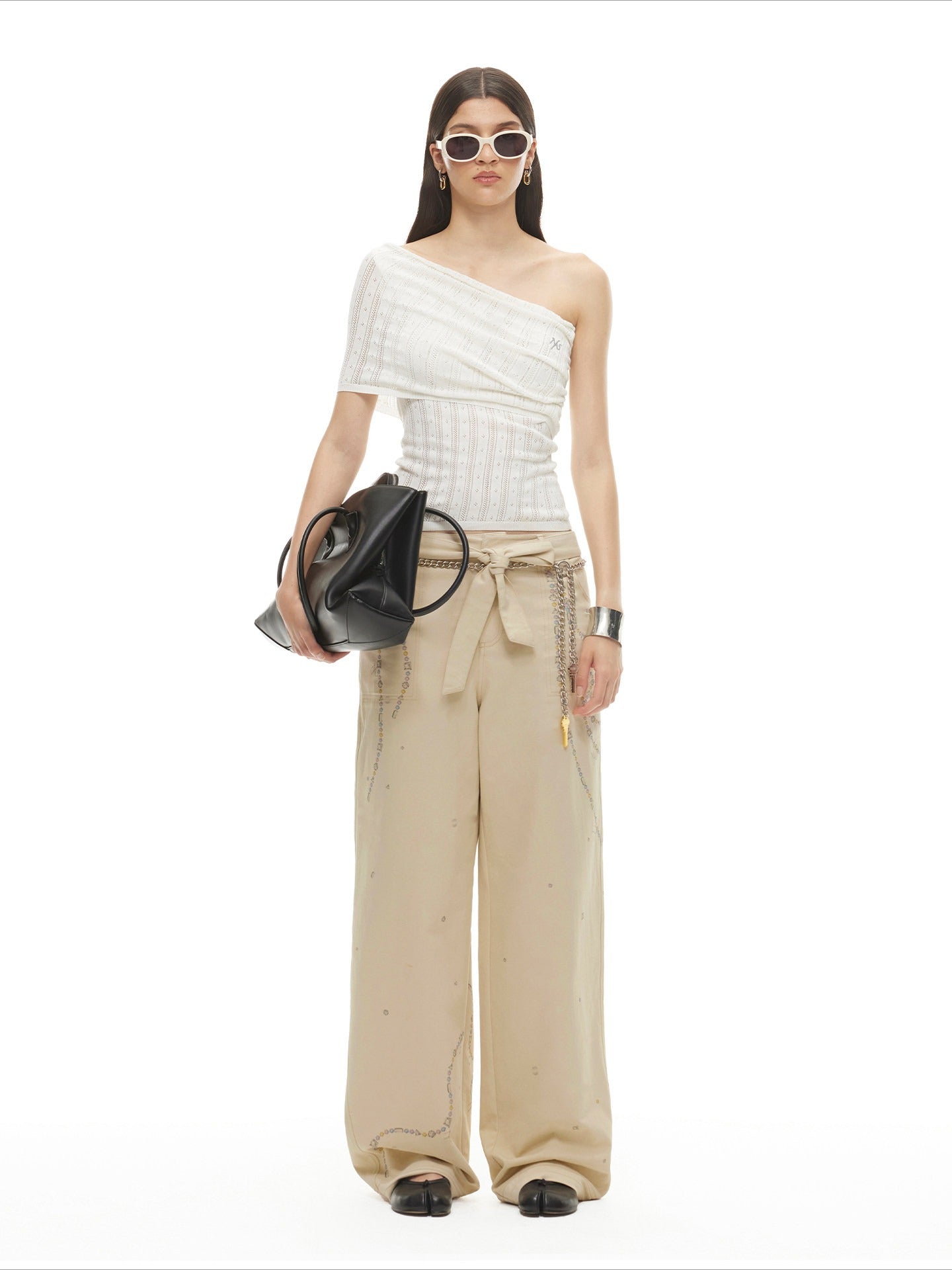Beverly Relaxed Twill Wide-Leg Trousers