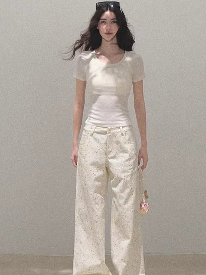 Pure Cotton Graphic Print Relaxed Pants