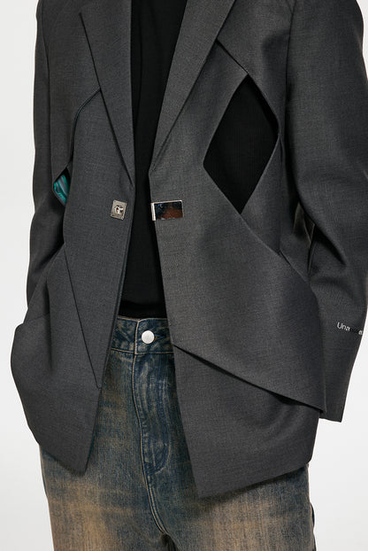 Hollow Out Single-Breasted Suit Jacket - CHINASQUAD