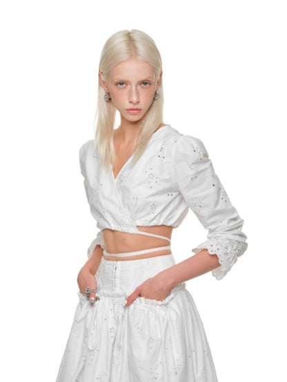 White Hollow Jacquard Shirt