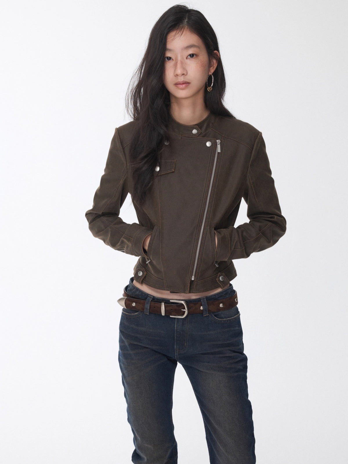 Vintage Cracked Leather Moto Jacket