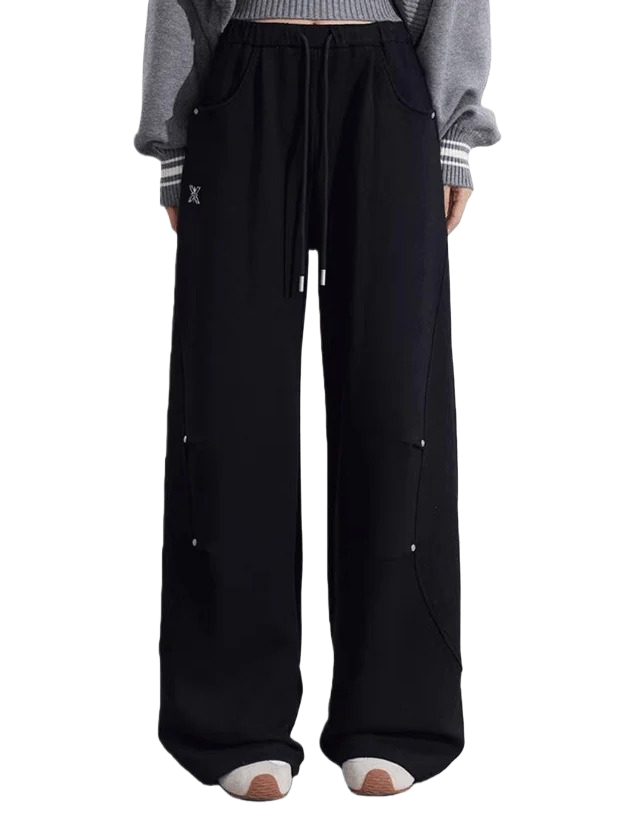 Sculpted Drape Curved-Leg Wide Pants