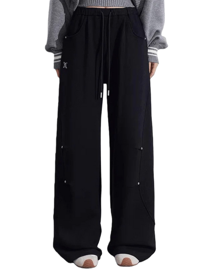 Sculpted Drape Curved-Leg Wide Pants