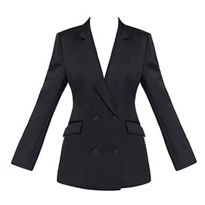 Bold Hourglass Satin Mid-Length Blazer