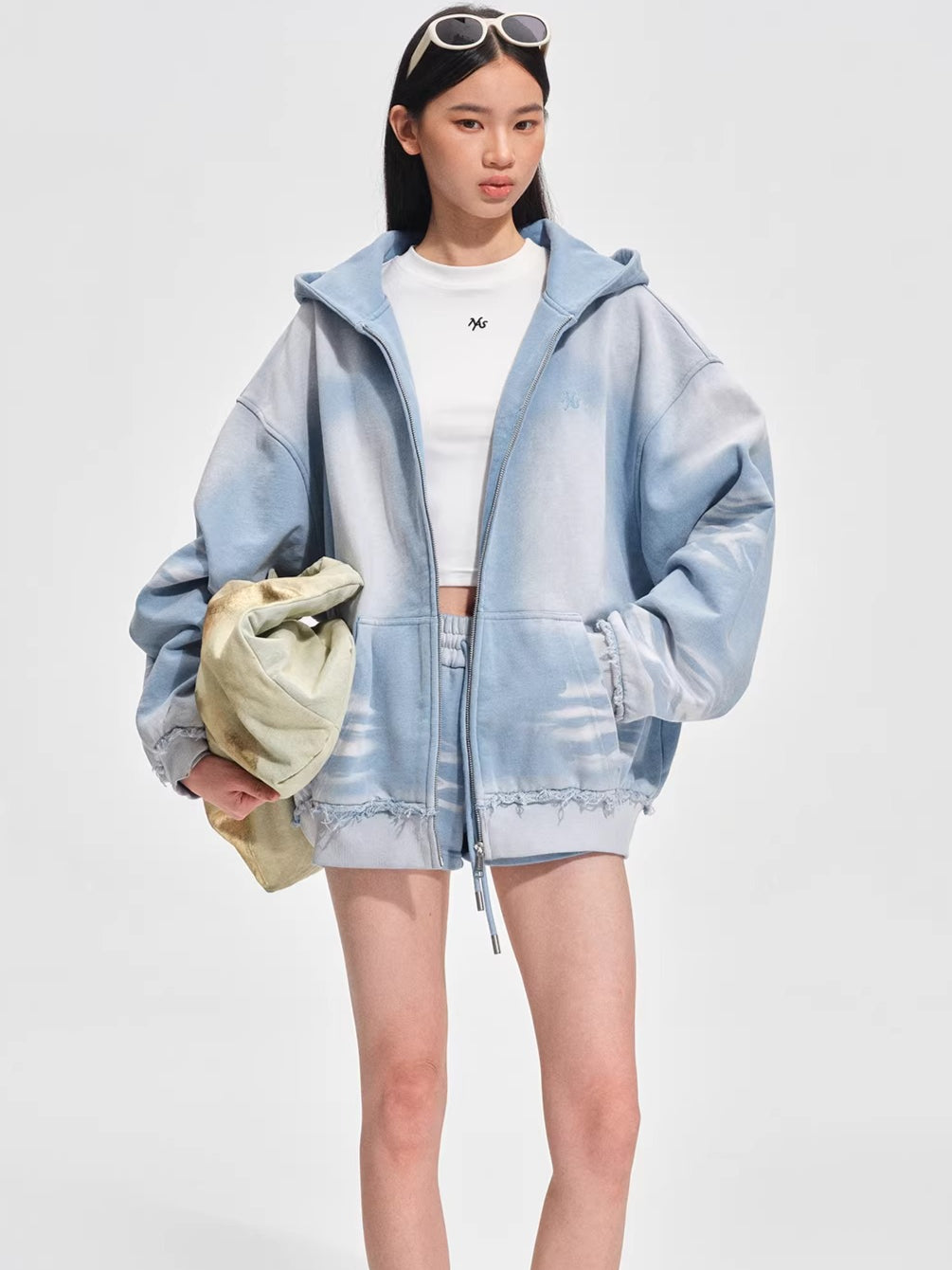 Vintage-Washed Oversized Hooded Sweatshirt