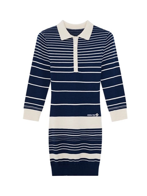 Striped Wool-Blend Knit Midi Dress - CHINASQUAD