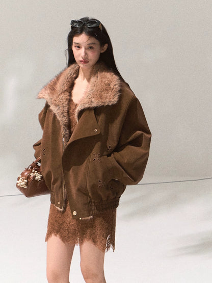 Fur-Collar Padded Short Jacket