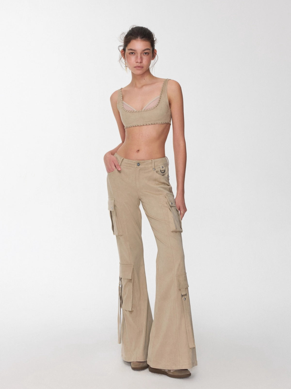 Dual-Layer Suede Lace-Up Bustie Corset