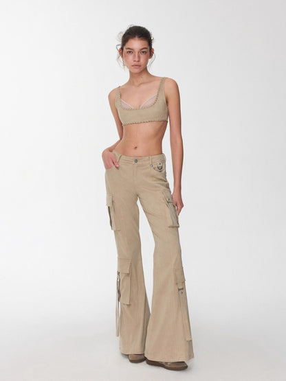 Dual-Layer Suede Lace-Up Bustie Corset