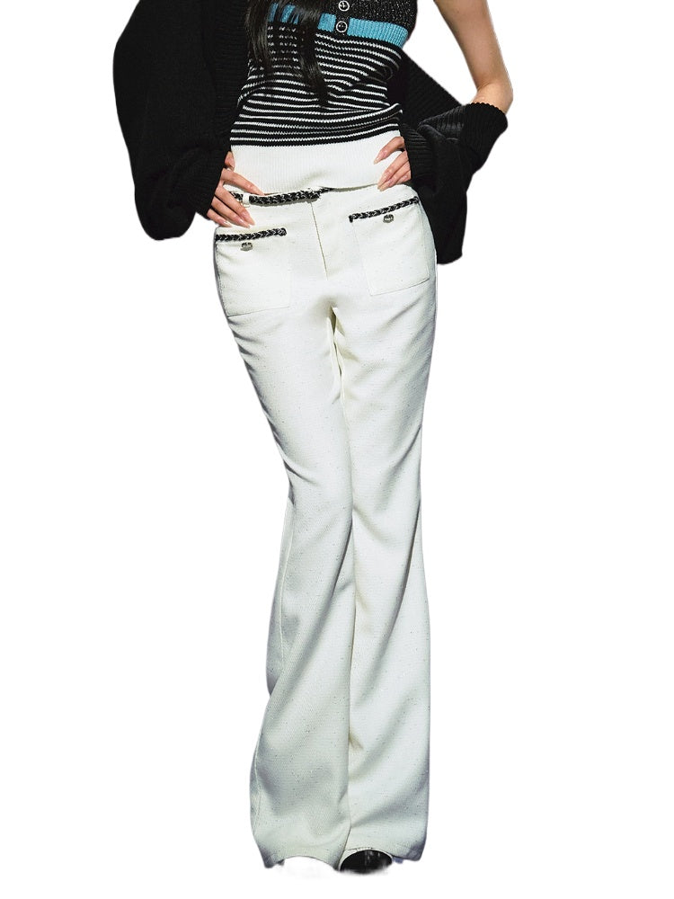 Tweed Color-Block Slightly Flared Trousers - CHINASQUAD
