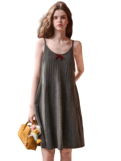Wool Blend Pleated Knit Midi Dress