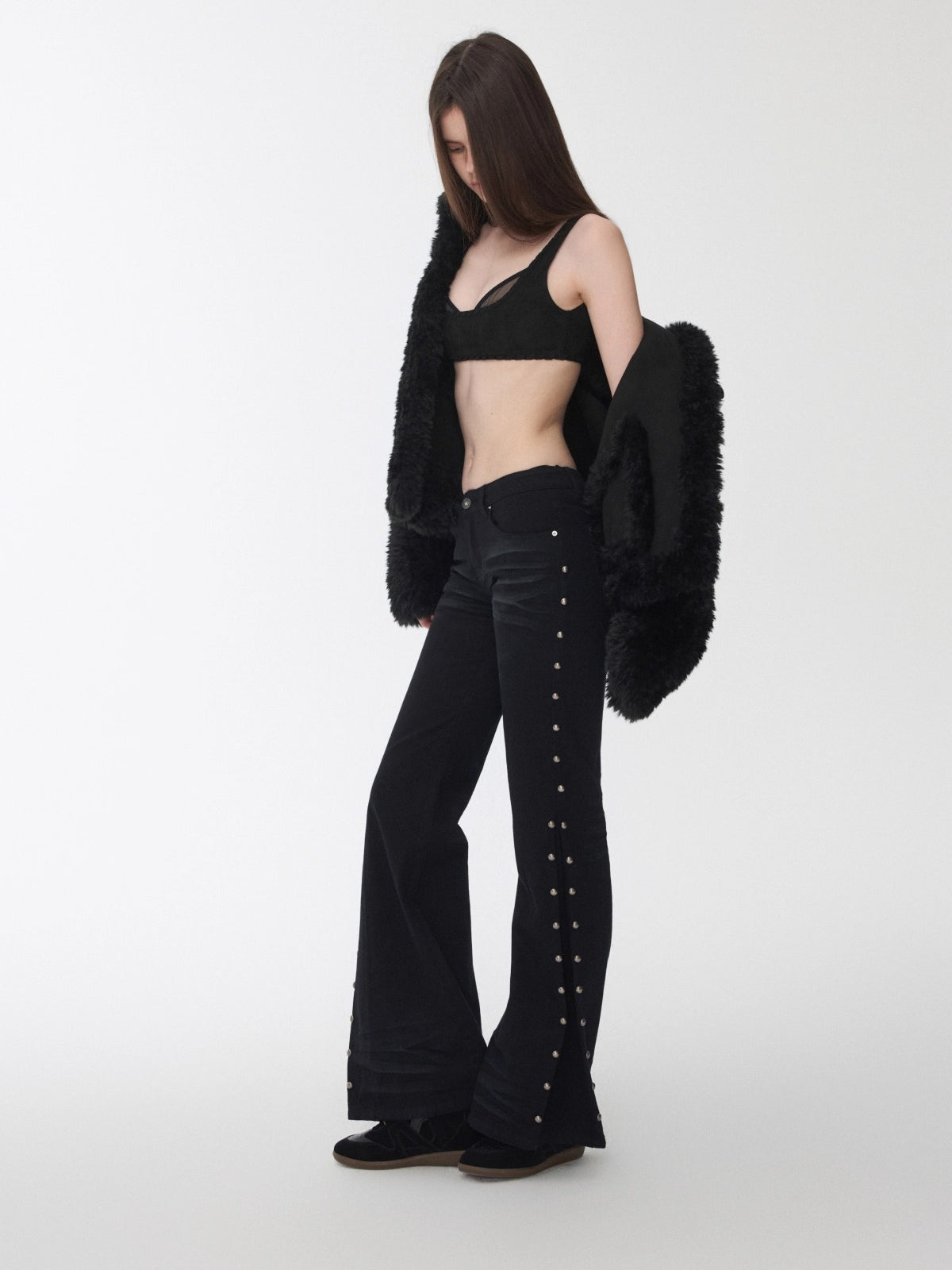 Dual-Layer Suede Lace-Up Bustie Corset