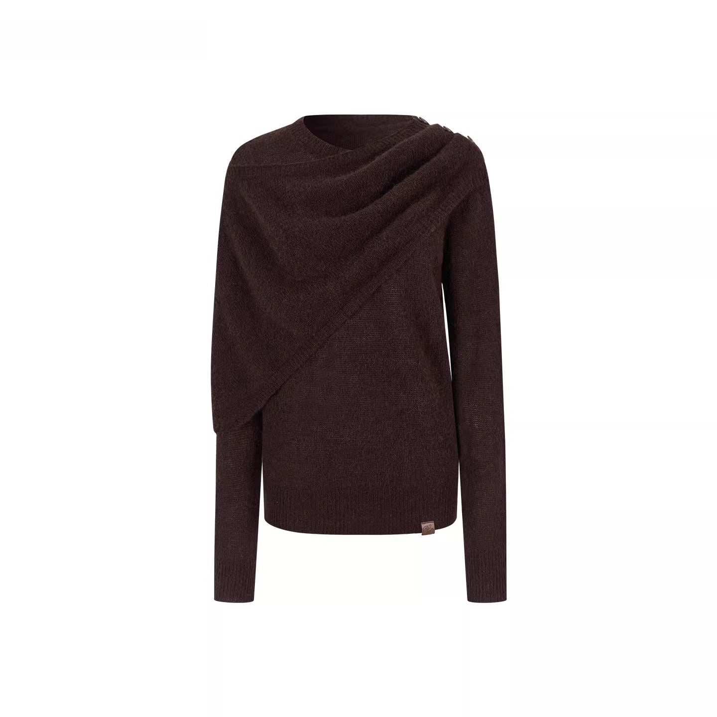 Shawl-Collar Relaxed Wool Knit Sweater