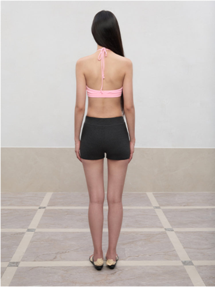Layered Color Blocking U-Neck Halter Vest