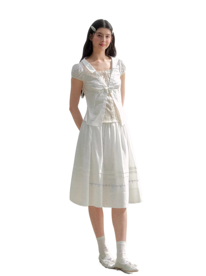 Floral Plaid Academy Layered Short Sleeve Shirt