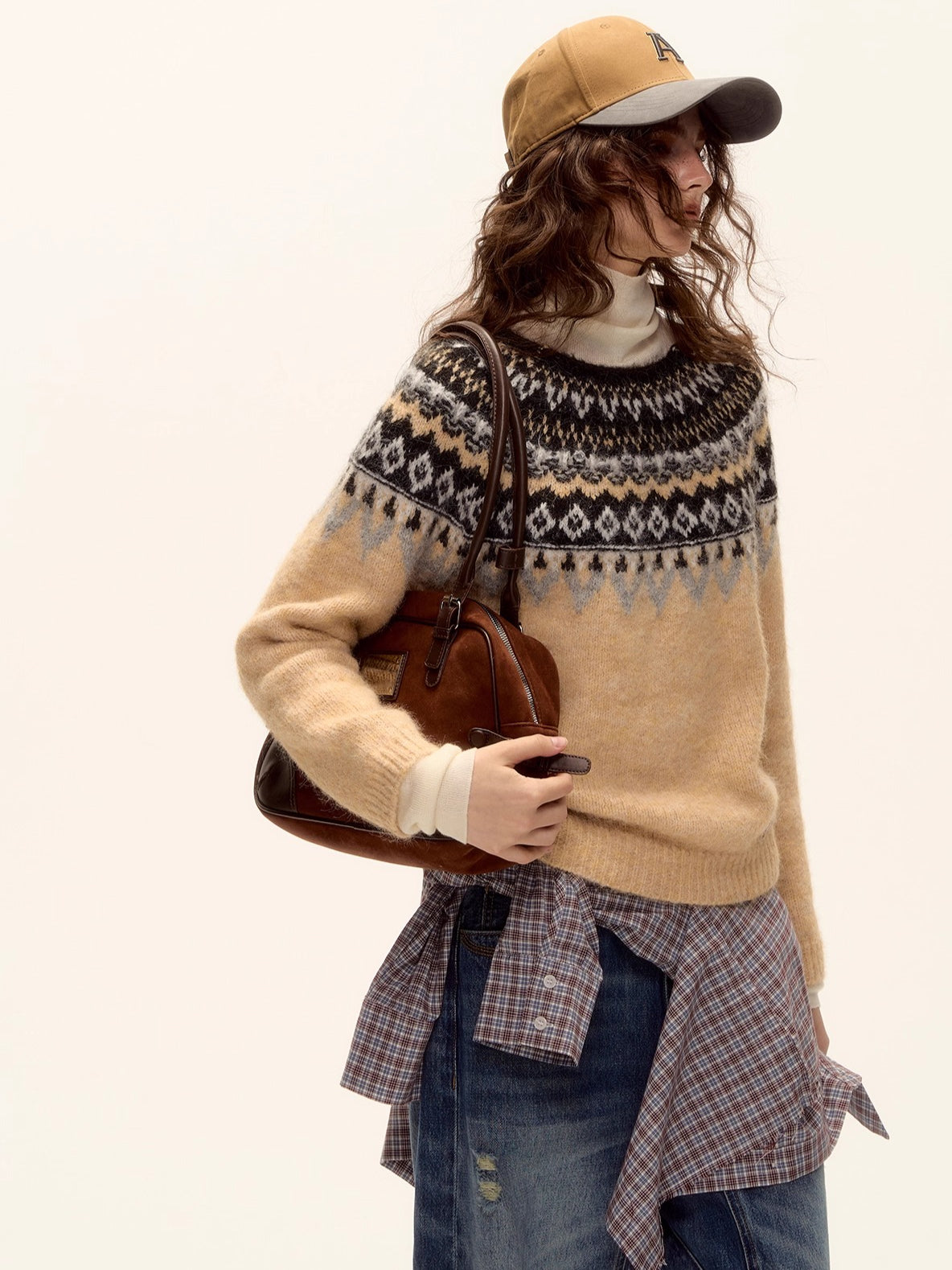 Asgony Retro Contrast Lettering Baseball Cap