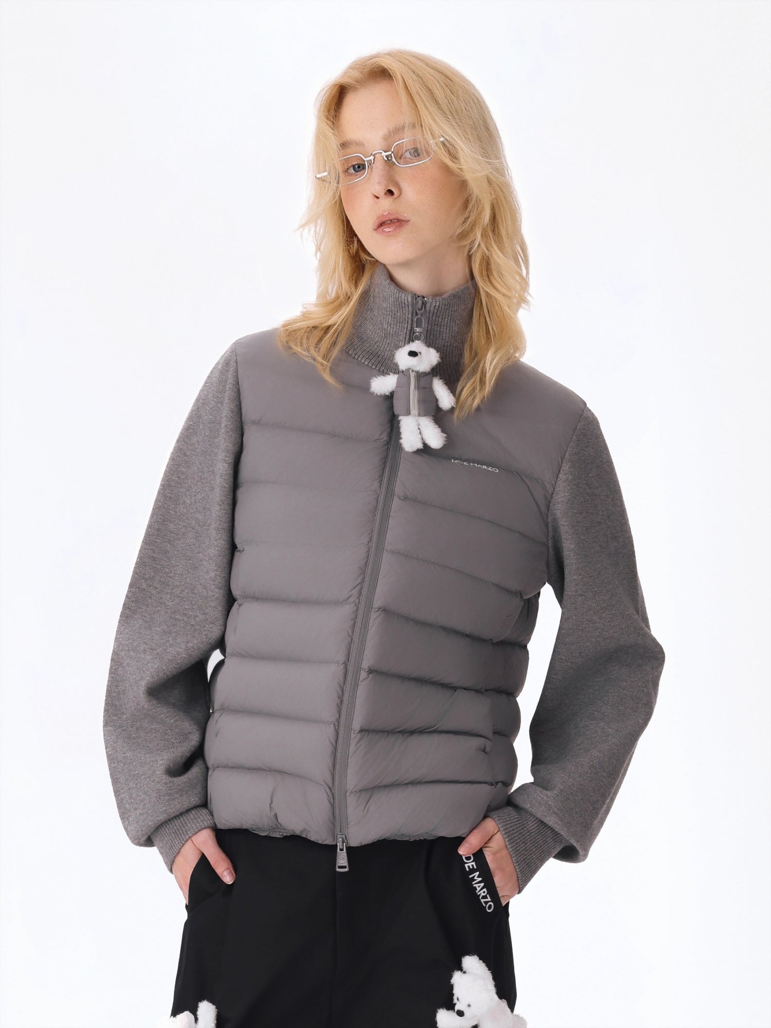 Knit Panel Plush Doll Down Jacket