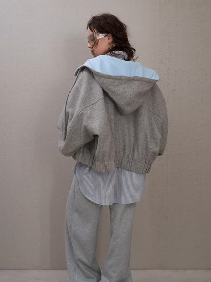 Wool-Blend Hooded Varsity Jacket