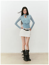 Chain Halter Draped Neck Fitted T-shirt - CHINASQUAD