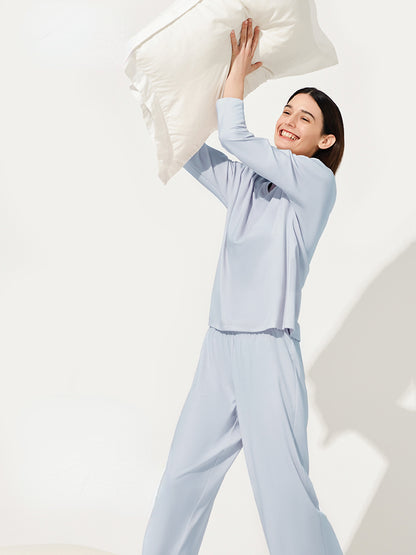 Round-neck Loose Wide-leg Pajama Set