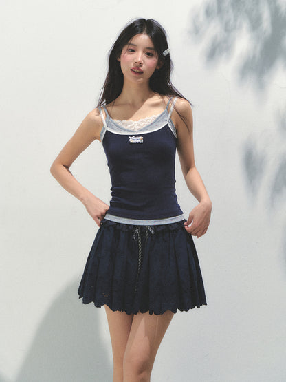 Fake Three-piece Lace Shell Logo Camisole T-shirt - CHINASQUAD