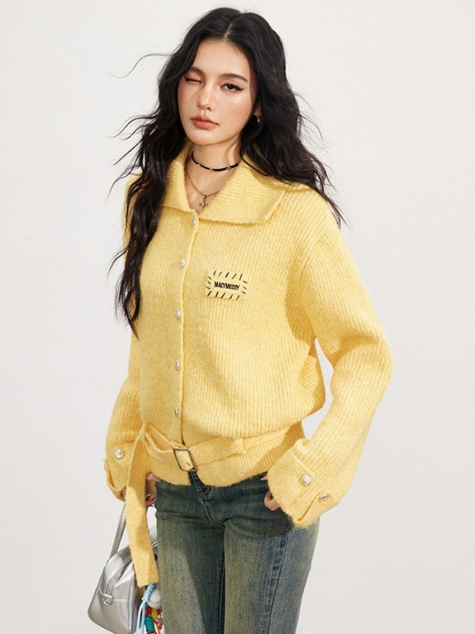 Belted Wool-Blend Knit Cardigan