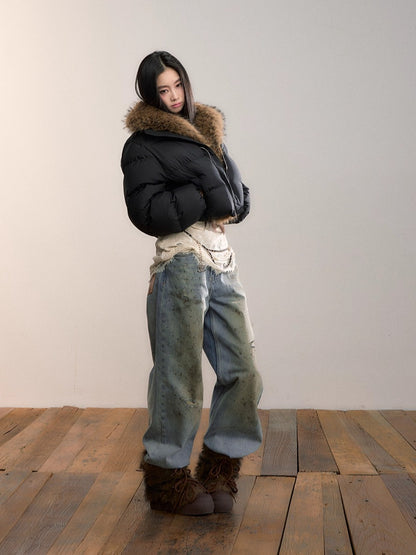 Detachable Faux Fur Collar Down Jacket