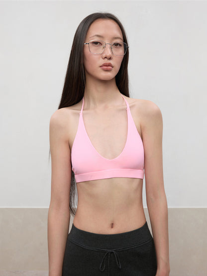 Layered Color Blocking U-Neck Halter Vest