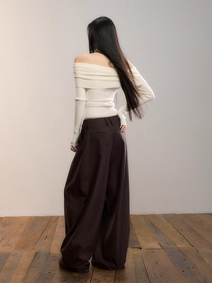 Tailored Pleated Wide-Leg Trousers