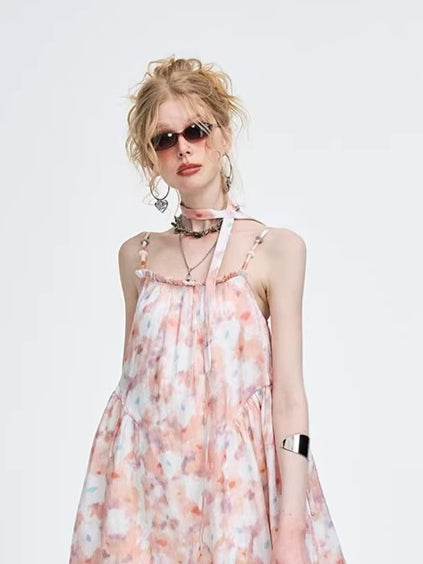 Pink Floral A-Line Camisole Dress