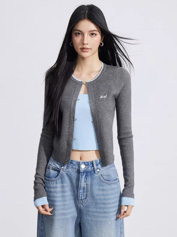 Contrast Layered Knit Slim Base Layer