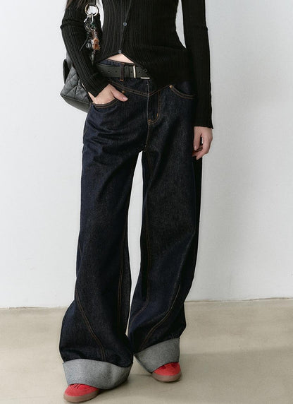 Structured Vintage-Dyed Jeans