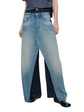 Spliced Fake Two-Piece Wide-Leg Jeans - CHINASQUAD