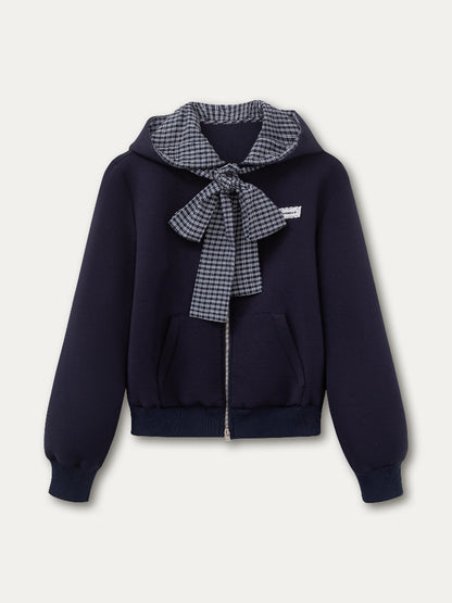 Preppy Style Bow Tie Hoodie