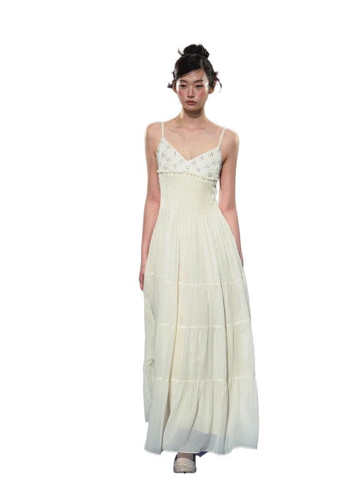 Embroidered V-Neck Slip Dress - CHINASQUAD