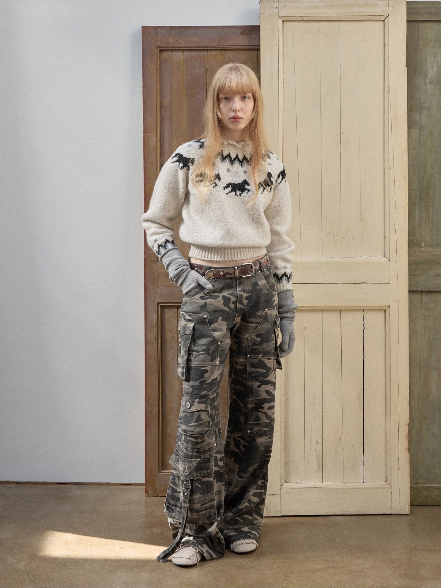 Fair Isle Pony Jacquard Chunky Knit Sweater