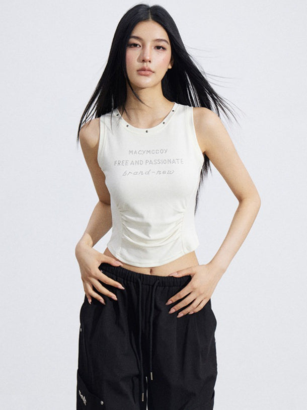 Logo Cinched Waist Sleeveless Tank Top