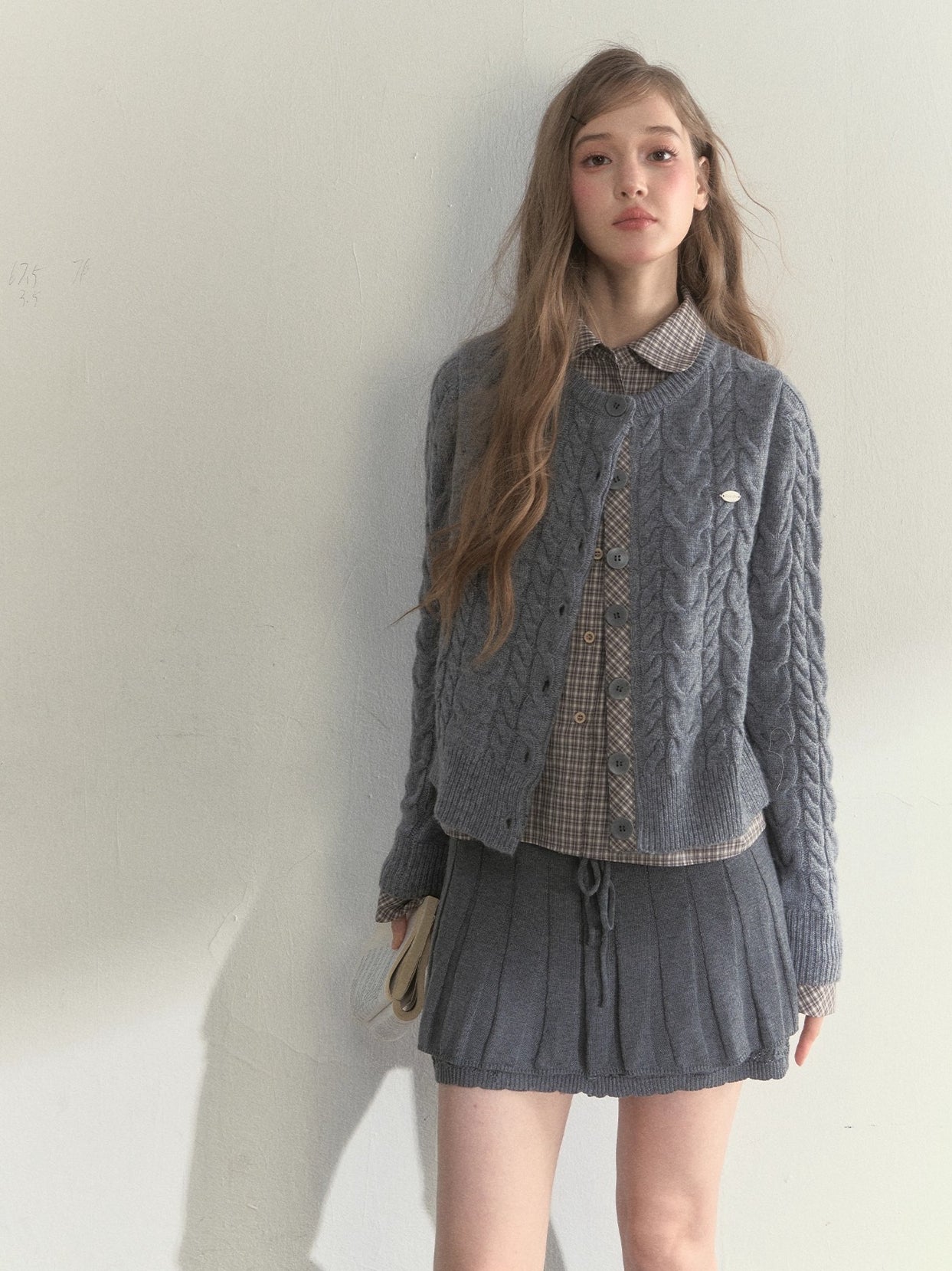 Wool-Blend Layered Doll Collar Knit Cardigan
