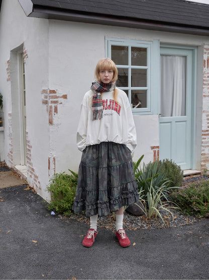 Vintage Letter Print Oversized Sweatshirt