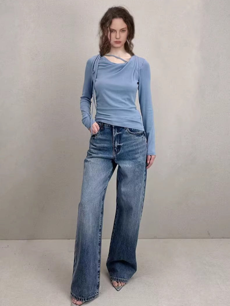 Washed Granite Straight-Leg Denim Jeans