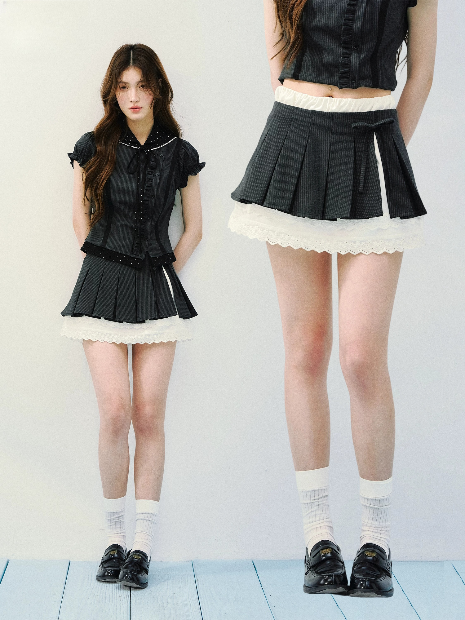 Preppy Stripe &amp; Polka Dot Two-Piece Set