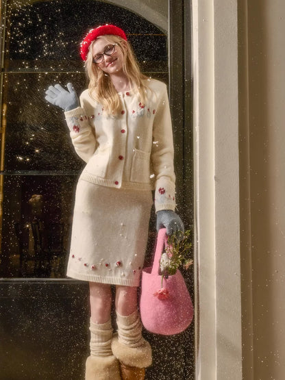 Wool-Blend Embroidered Knit Set